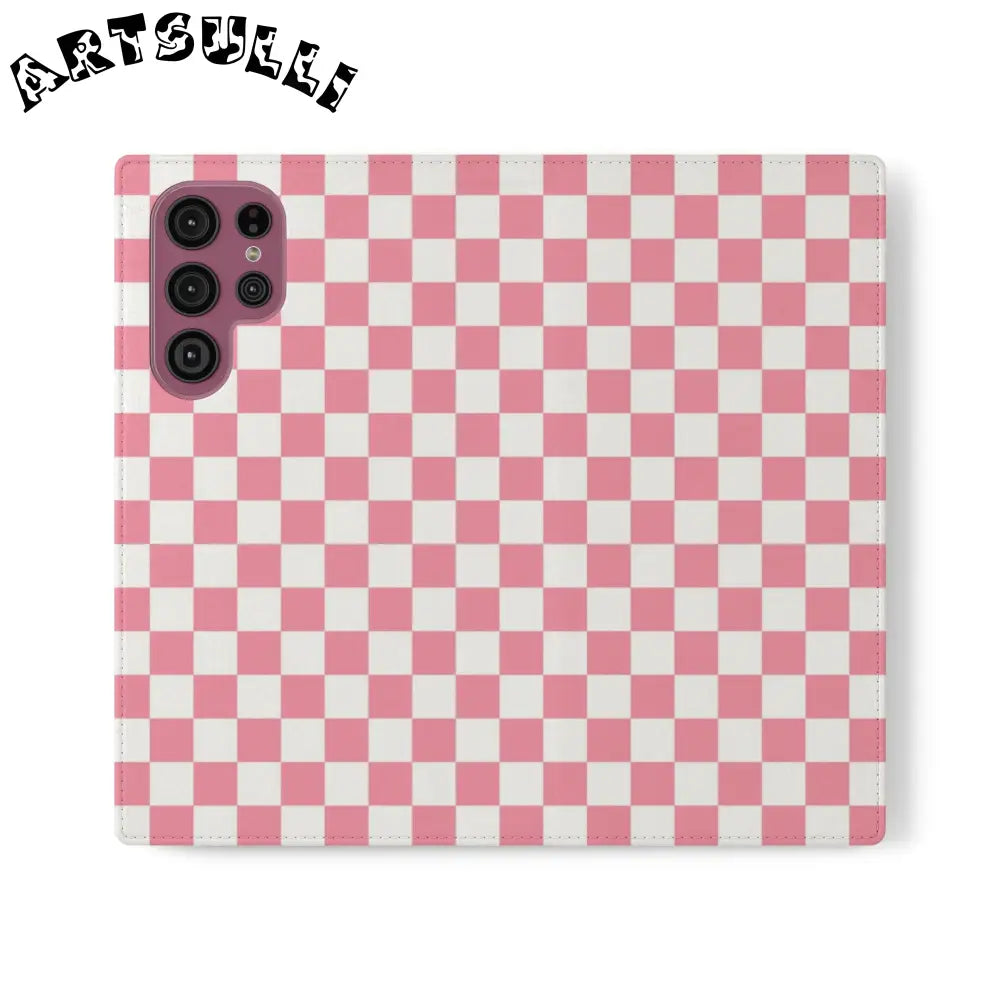 JAKKOUTTHEBXX Pink and White Checkered Flip Case 2025