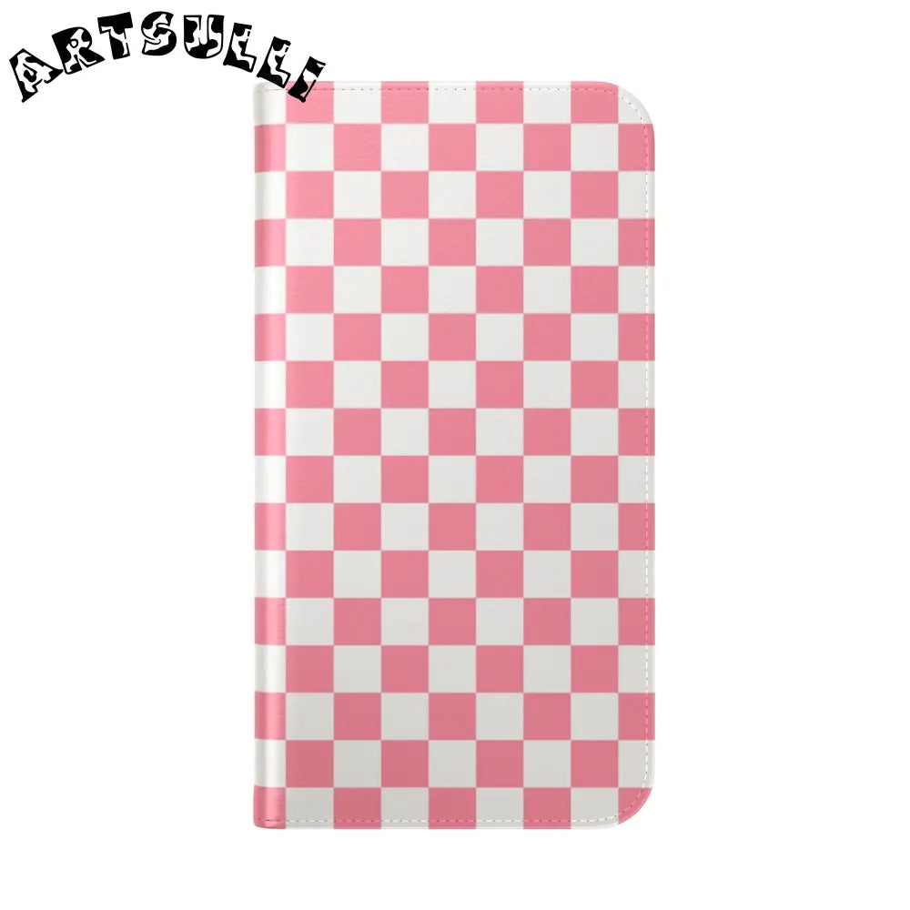 JAKKOUTTHEBXX Pink and White Checkered Flip Case 2025