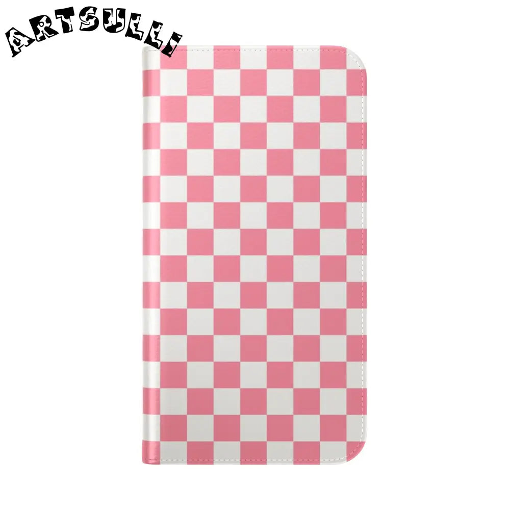 JAKKOUTTHEBXX Pink and White Checkered Flip Case 2025