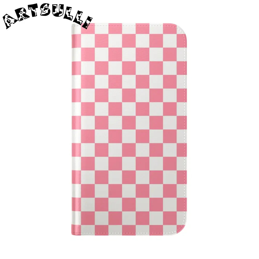 JAKKOUTTHEBXX Pink and White Checkered Flip Case 2025