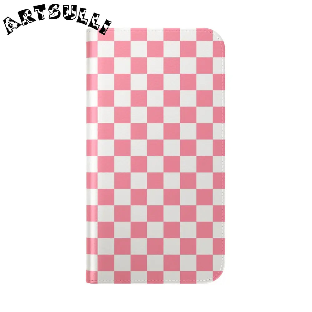 JAKKOUTTHEBXX Pink and White Checkered Flip Case 2025