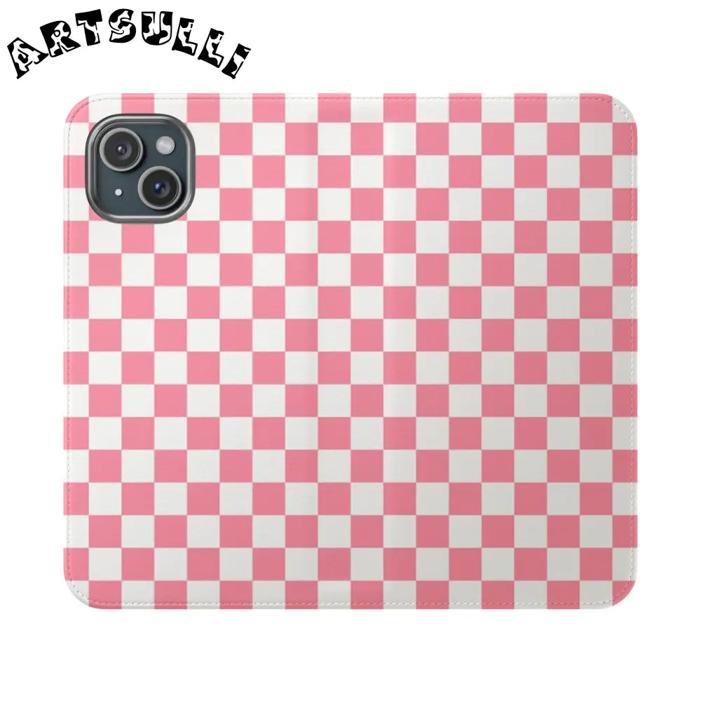 JAKKOUTTHEBXX Pink and White Checkered Flip Case 2025