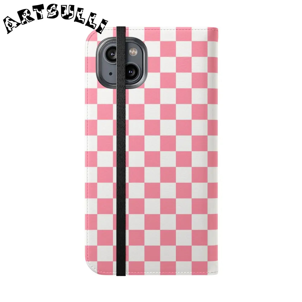 JAKKOUTTHEBXX Pink and White Checkered Flip Case 2025