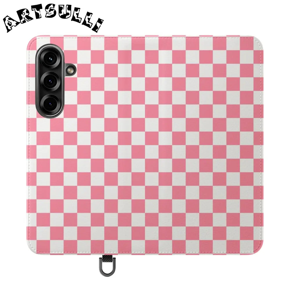 JAKKOUTTHEBXX Pink and White Checkered Flip Case 2025