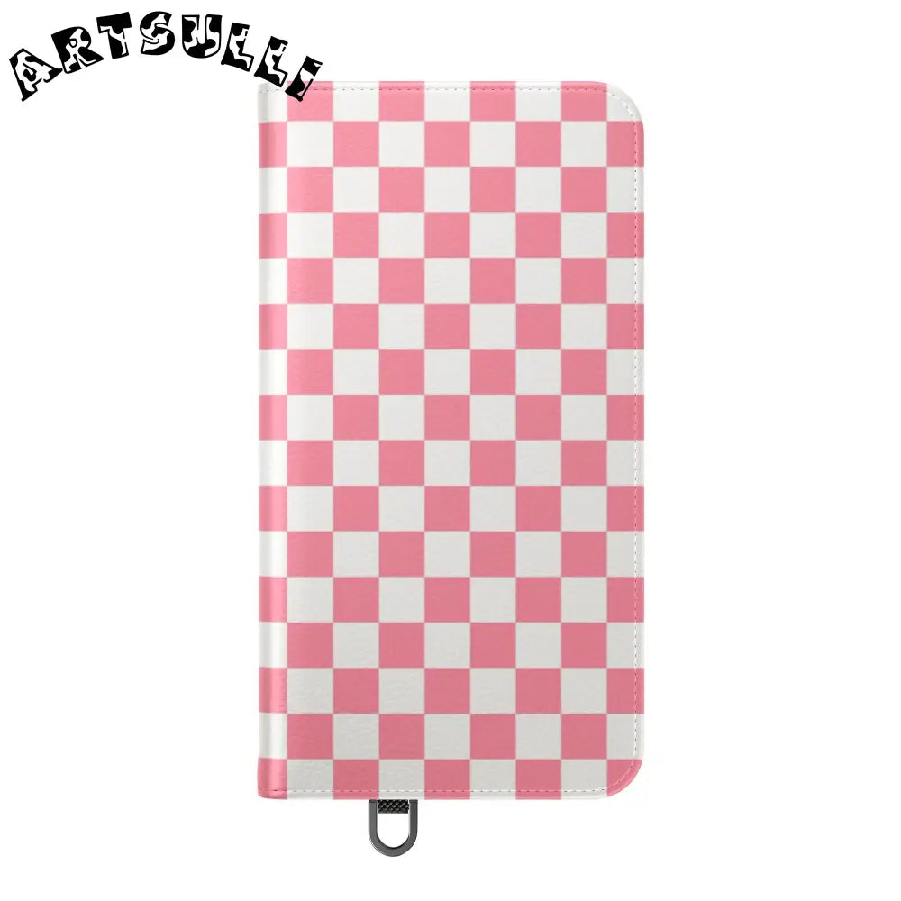 JAKKOUTTHEBXX Pink and White Checkered Flip Case 2025