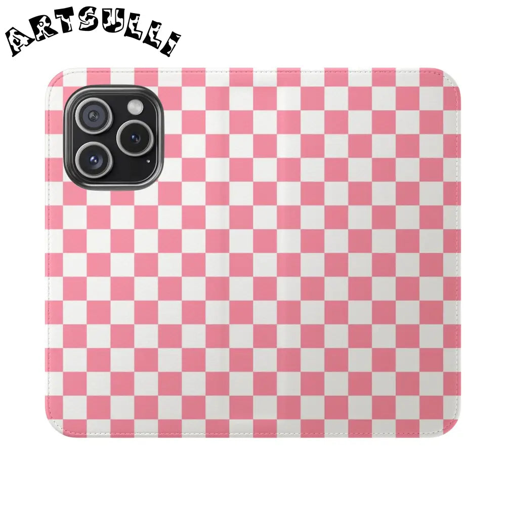 JAKKOUTTHEBXX Pink and White Checkered Flip Case 2025
