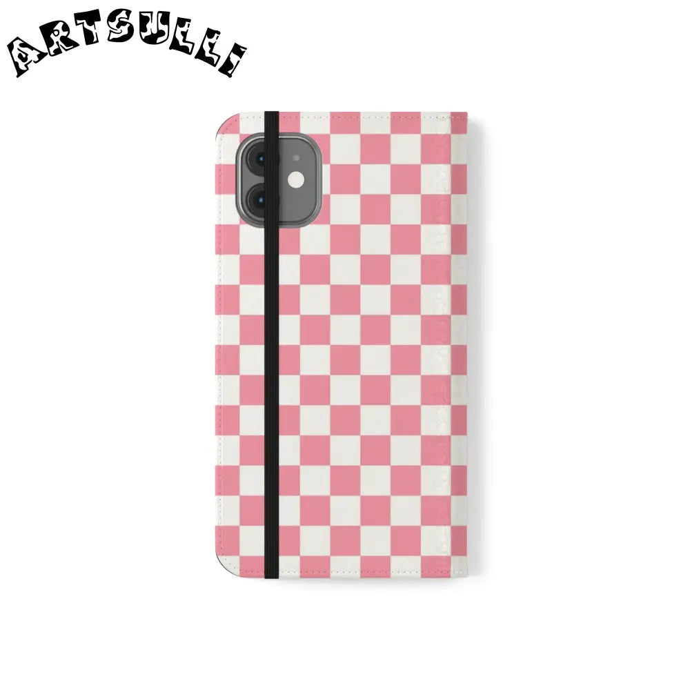 JAKKOUTTHEBXX Pink and White Checkered Flip Case 2025