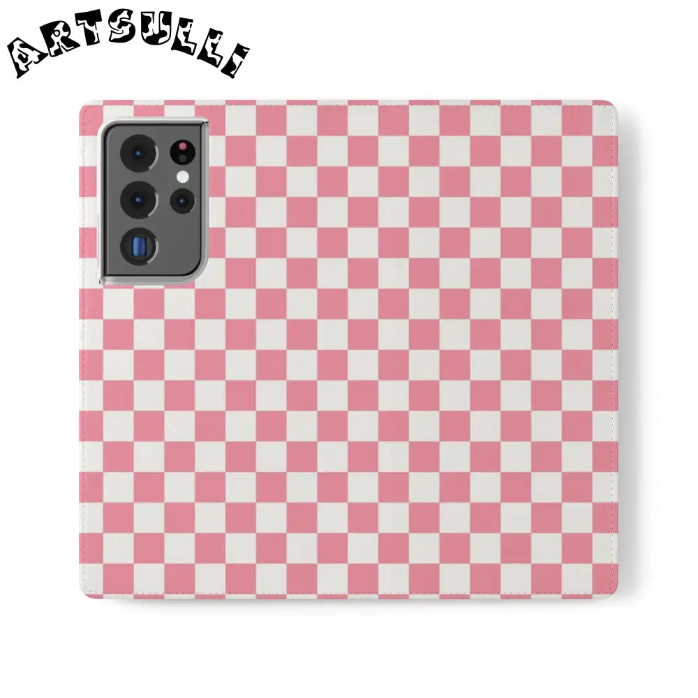 JAKKOUTTHEBXX Pink and White Checkered Flip Case 2025