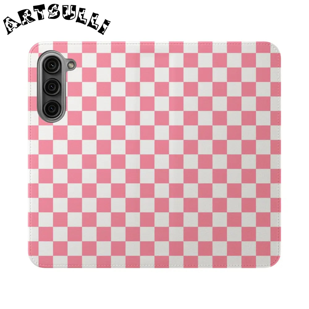 JAKKOUTTHEBXX Pink and White Checkered Flip Case 2025