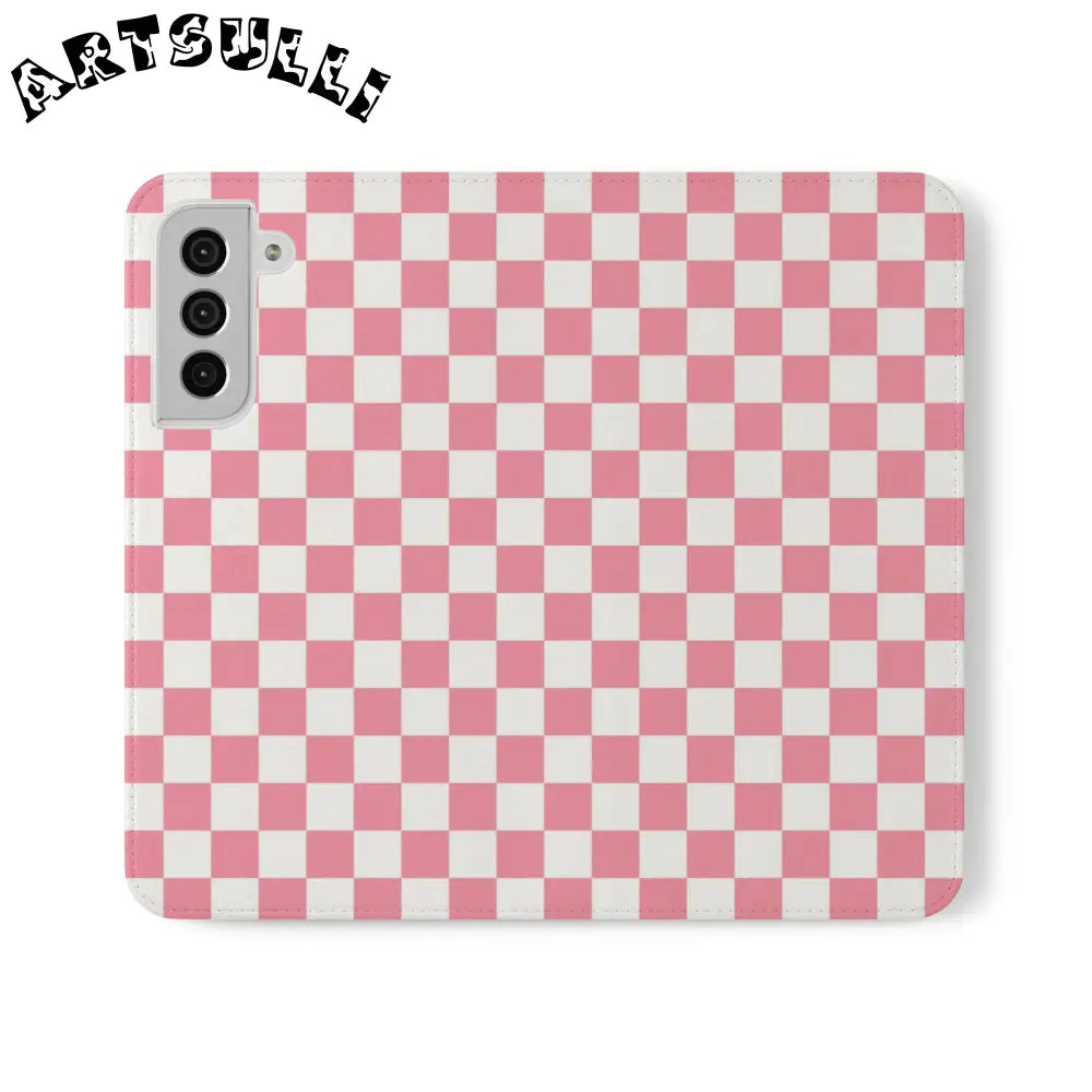 JAKKOUTTHEBXX Pink and White Checkered Flip Case 2025