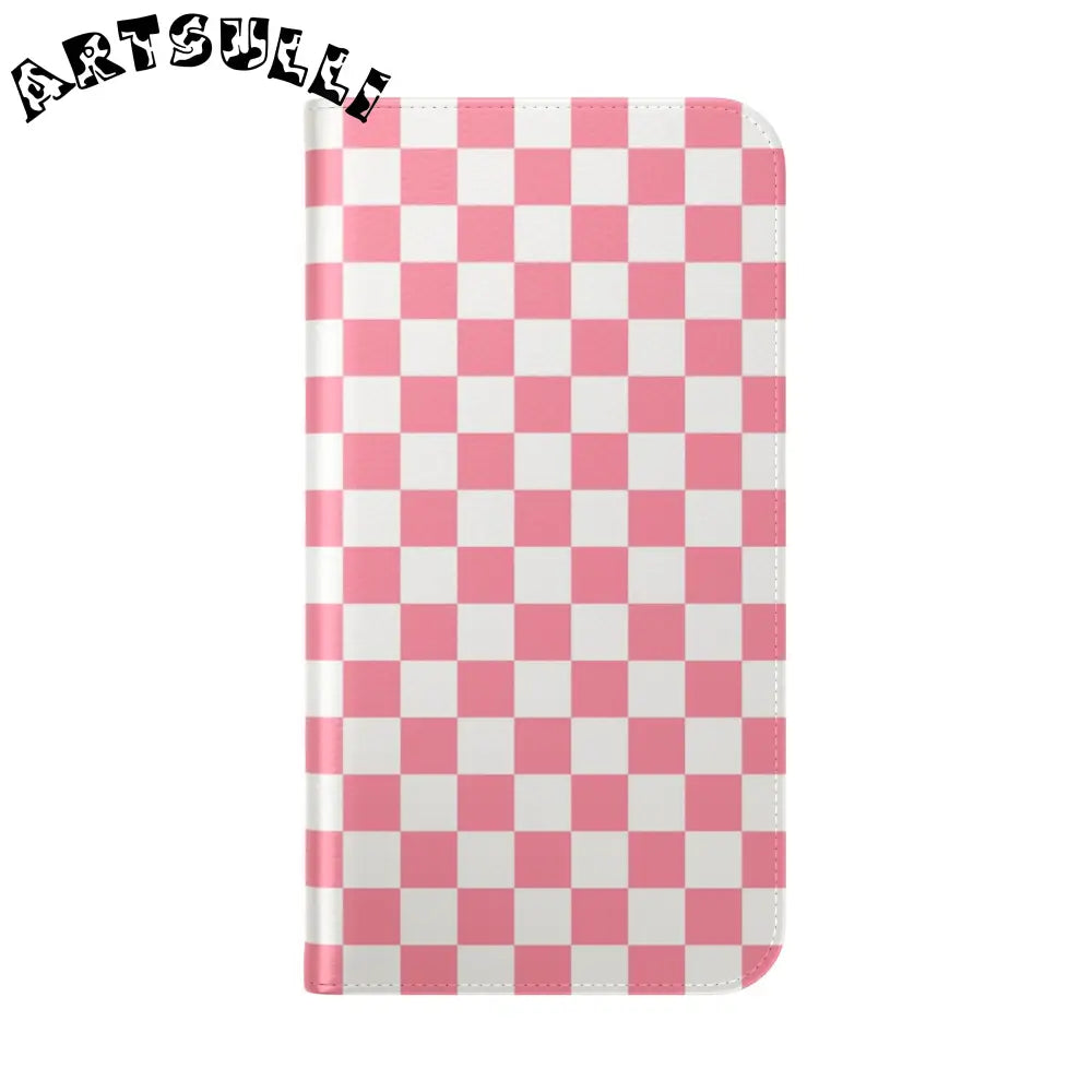 JAKKOUTTHEBXX Pink and White Checkered Flip Case 2025