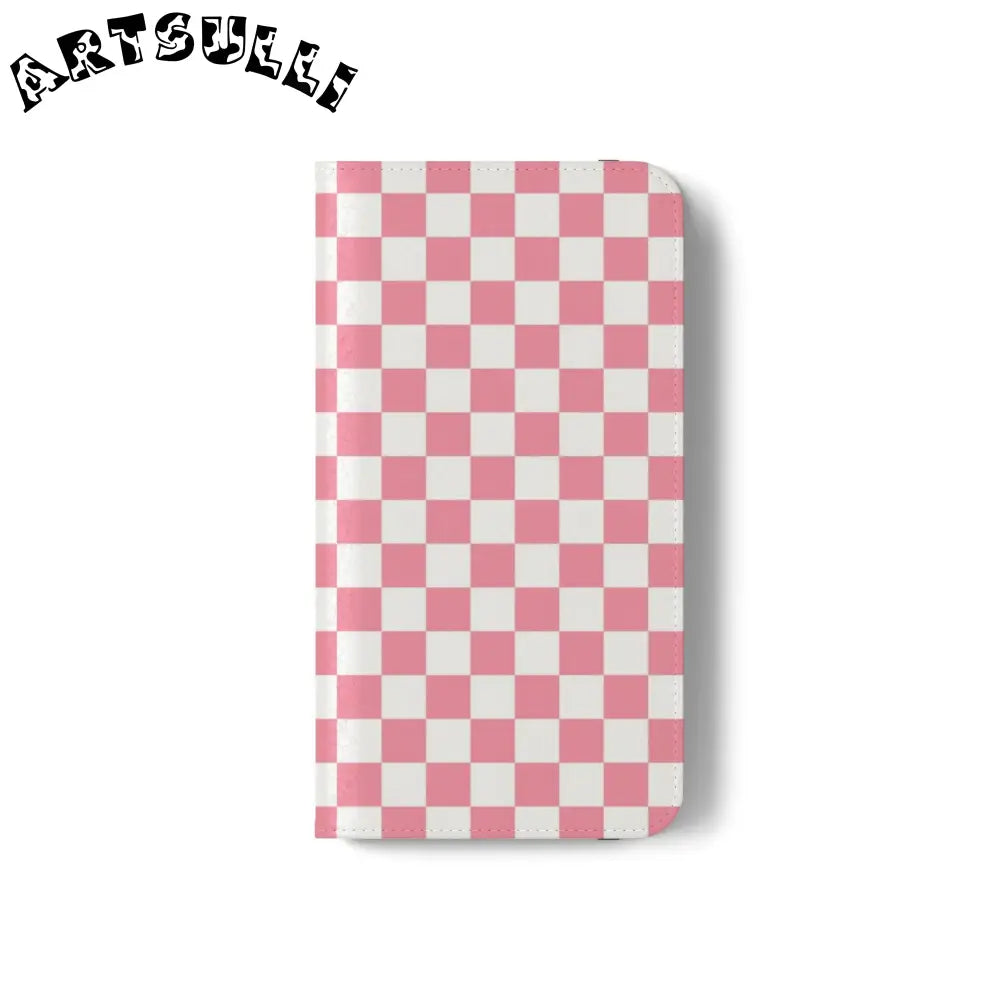 JAKKOUTTHEBXX Pink and White Checkered Flip Case 2025