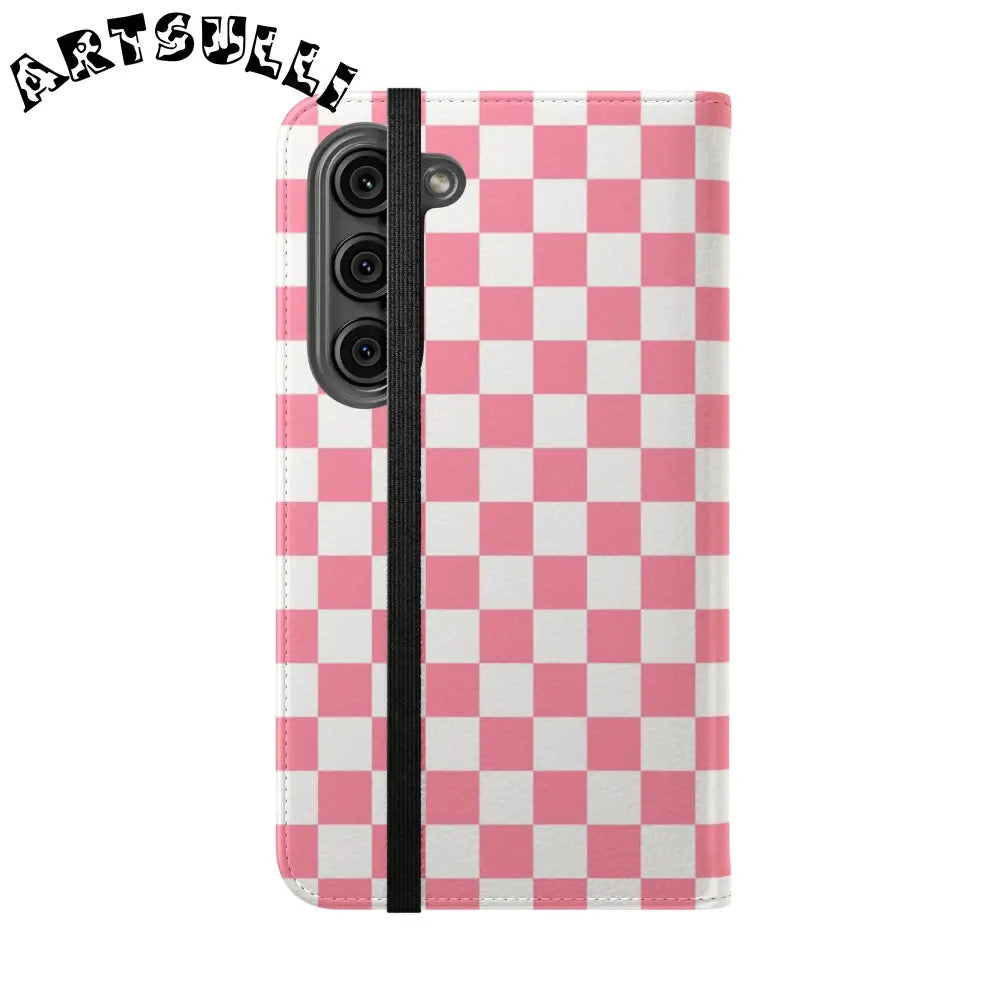 JAKKOUTTHEBXX Pink and White Checkered Flip Case 2025