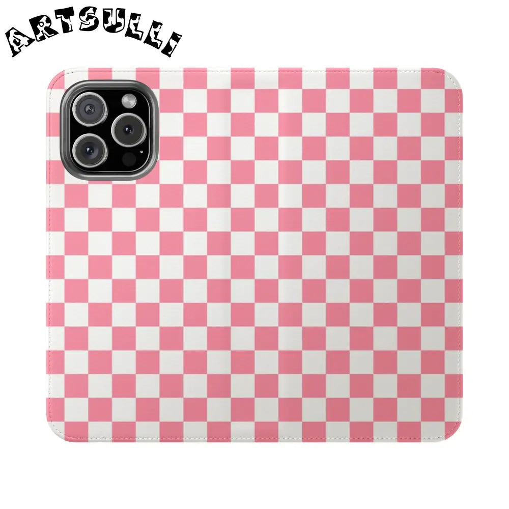 JAKKOUTTHEBXX Pink and White Checkered Flip Case 2025