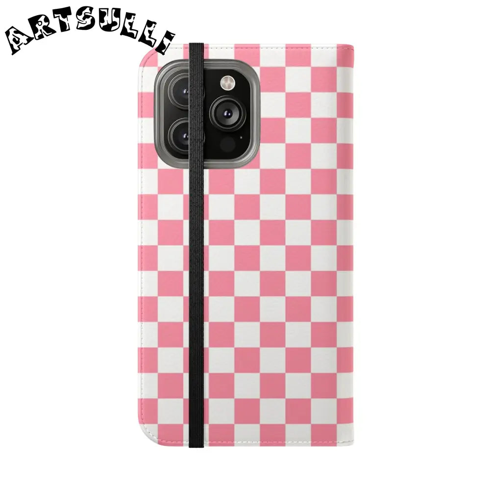 JAKKOUTTHEBXX Pink and White Checkered Flip Case 2025