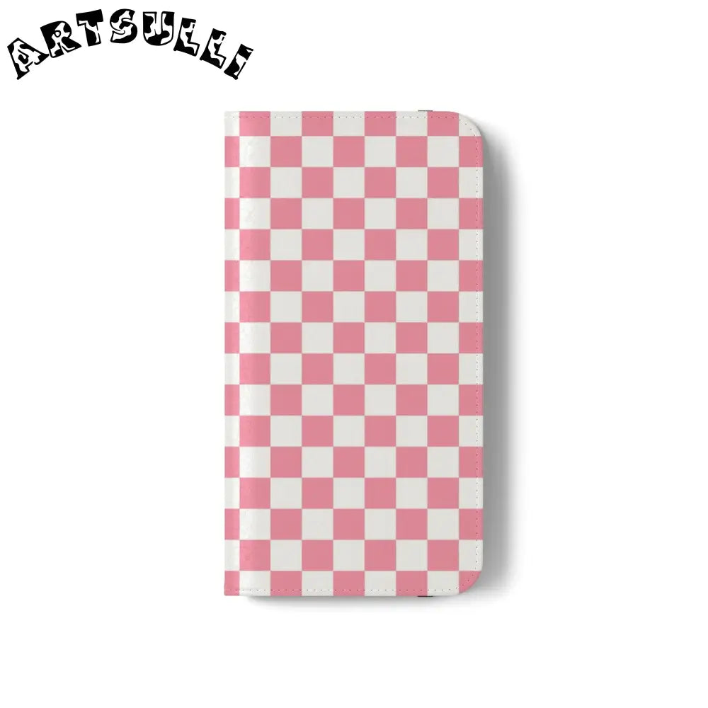 JAKKOUTTHEBXX Pink and White Checkered Flip Case 2025