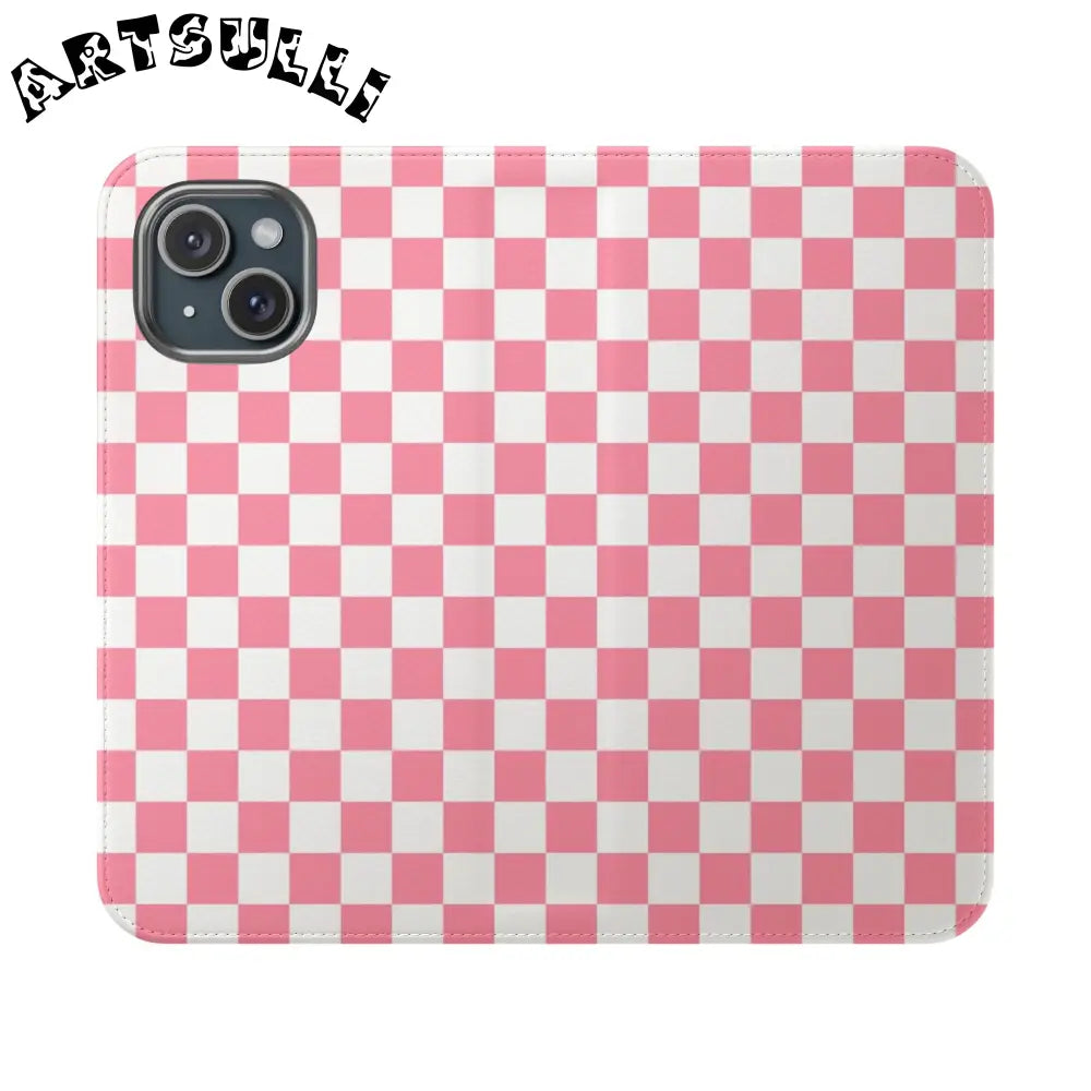 JAKKOUTTHEBXX Pink and White Checkered Flip Case 2025