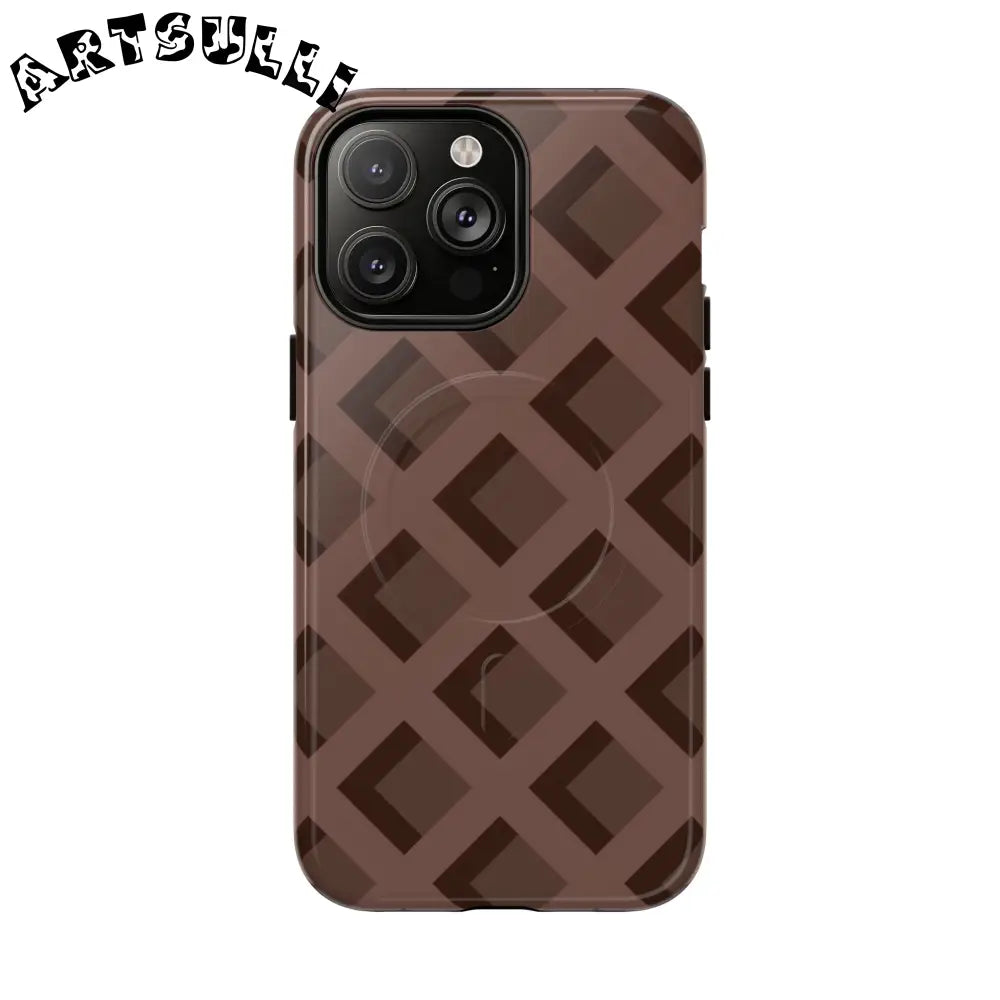 Brown Checkered MagSafe iPhone Case, Artsulli - Art is Long, Life is Short, Phone Case, Size, iPhone 14 Pro Max, Surface, Glossy, , , 16682720387996738774