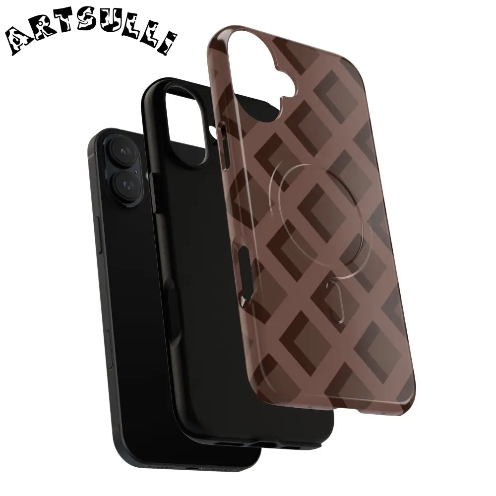 Brown Checkered MagSafe iPhone Case, Artsulli - Art is Long, Life is Short, Phone Case, , , , , , ,