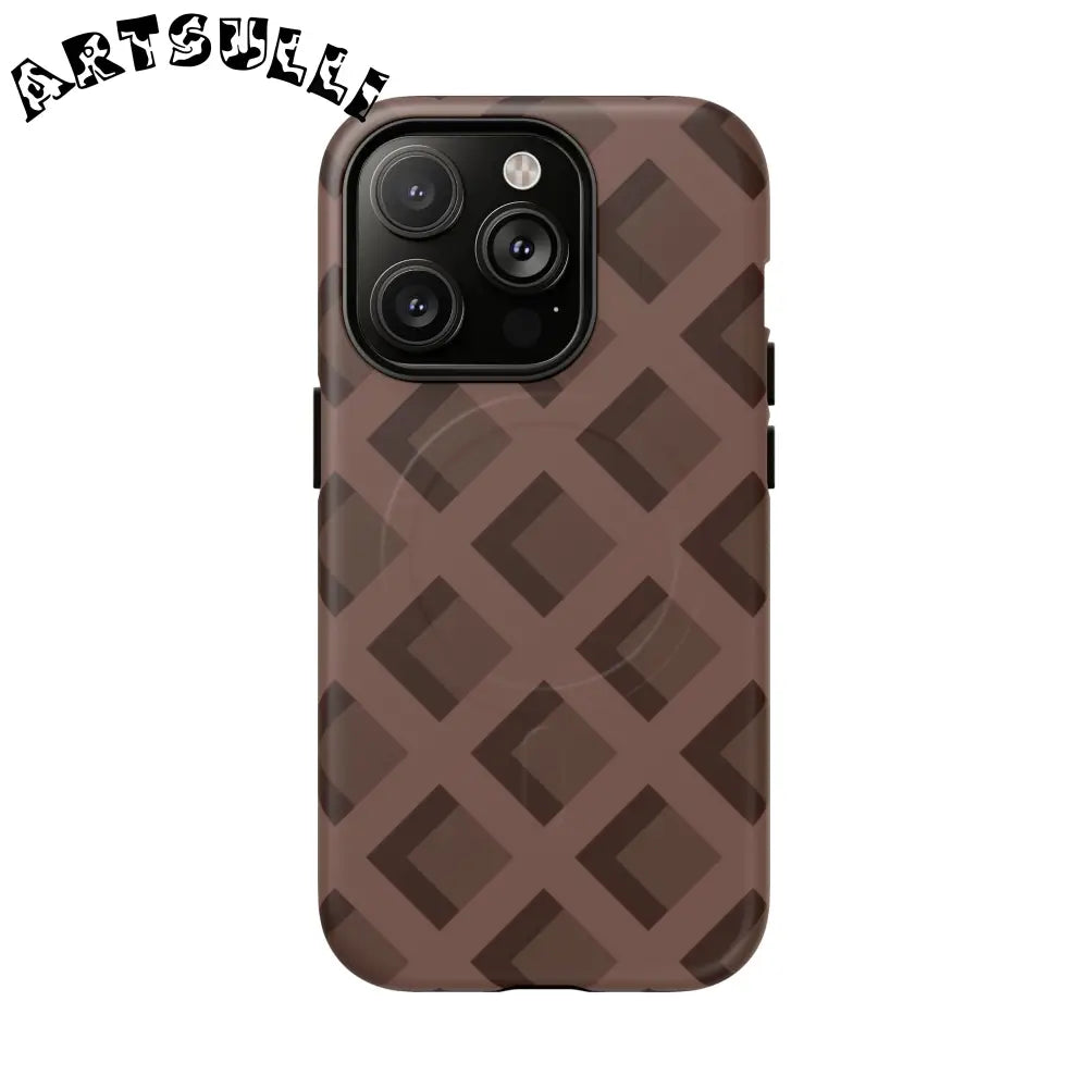 Brown Checkered MagSafe iPhone Case, Artsulli - Art is Long, Life is Short, Phone Case, Size, iPhone 14 Pro, Surface, Matte, , , 24166807194193905791