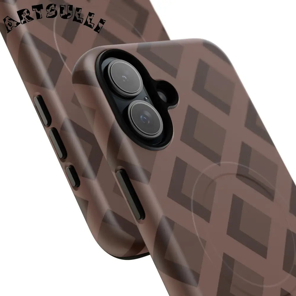 Brown Checkered MagSafe iPhone Case, Artsulli - Art is Long, Life is Short, Phone Case, , , , , , ,