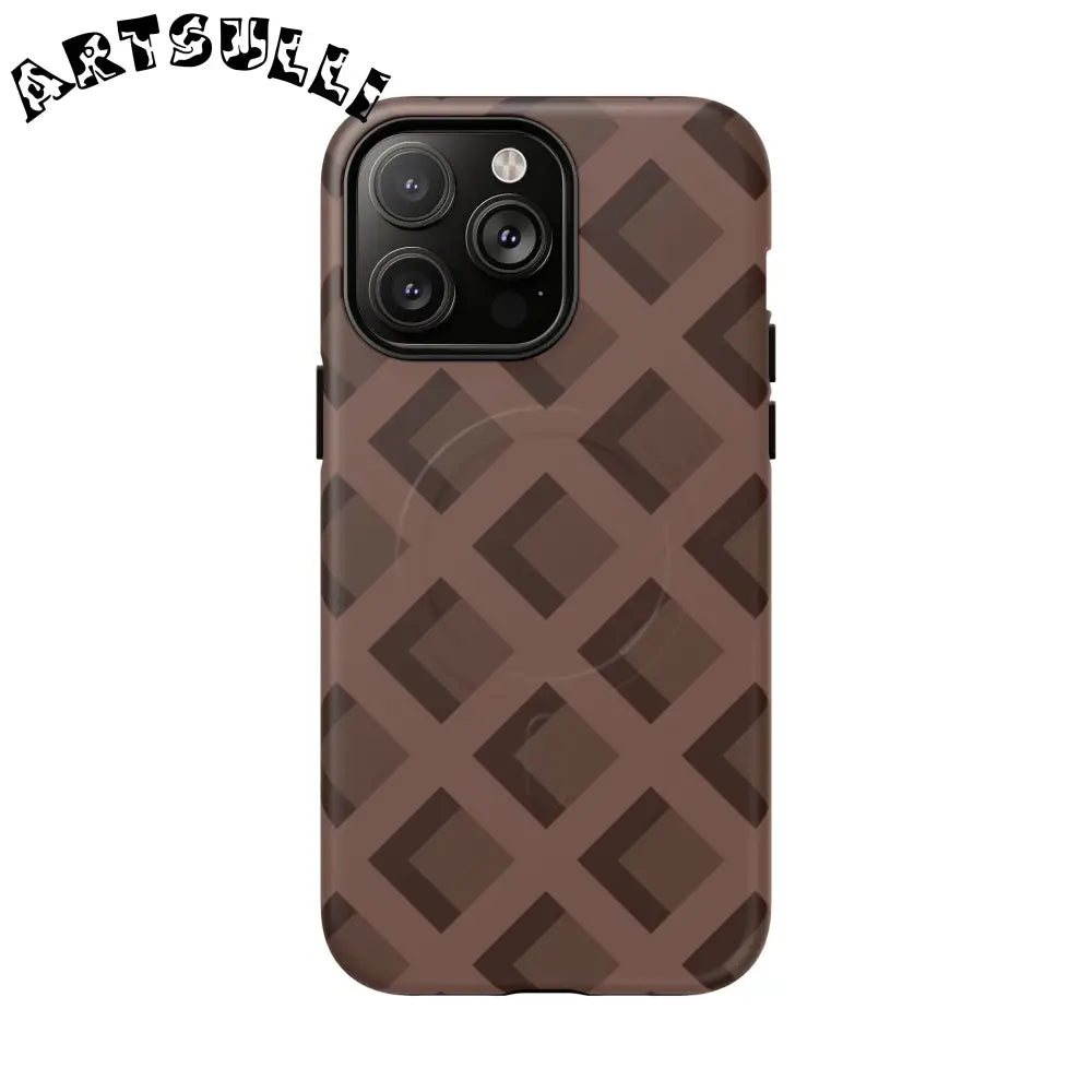 Brown Checkered MagSafe iPhone Case, Artsulli - Art is Long, Life is Short, Phone Case, Size, iPhone 14 Pro Max, Surface, Matte, , , 24202126615449832864