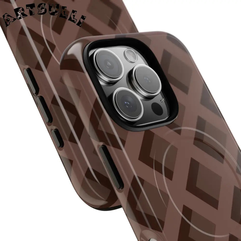Brown Checkered MagSafe iPhone Case, Artsulli - Art is Long, Life is Short, Phone Case, , , , , , ,
