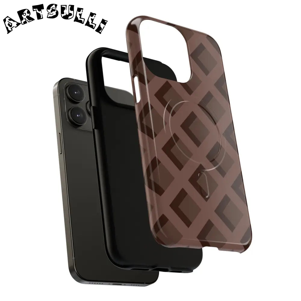 Brown Checkered MagSafe iPhone Case, Artsulli - Art is Long, Life is Short, Phone Case, , , , , , ,