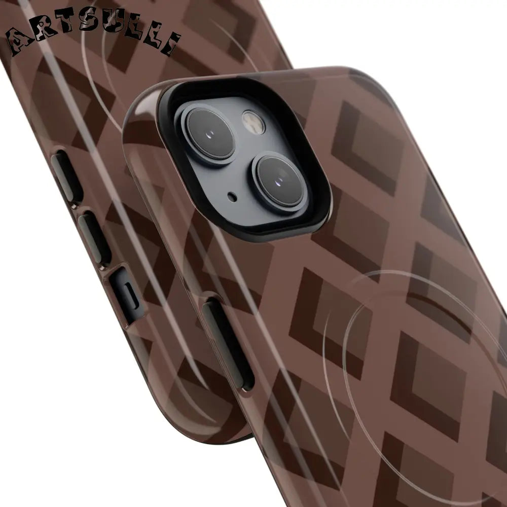 Brown Checkered MagSafe iPhone Case, Artsulli - Art is Long, Life is Short, Phone Case, , , , , , ,
