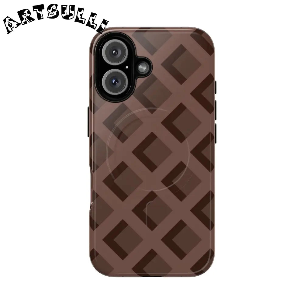 Brown Checkered MagSafe iPhone Case, Artsulli - Art is Long, Life is Short, Phone Case, Size, iPhone 16, Surface, Glossy, , , 15932953512236410133