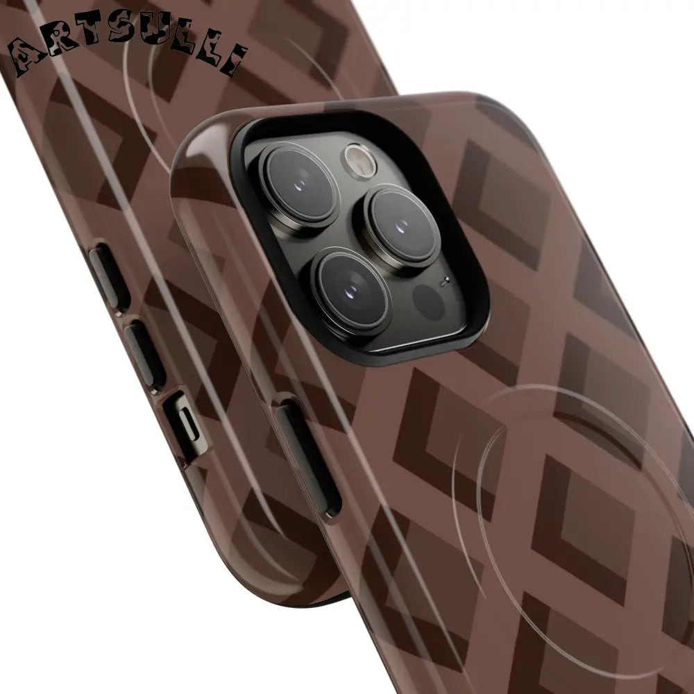 Brown Checkered MagSafe iPhone Case, Artsulli - Art is Long, Life is Short, Phone Case, , , , , , ,