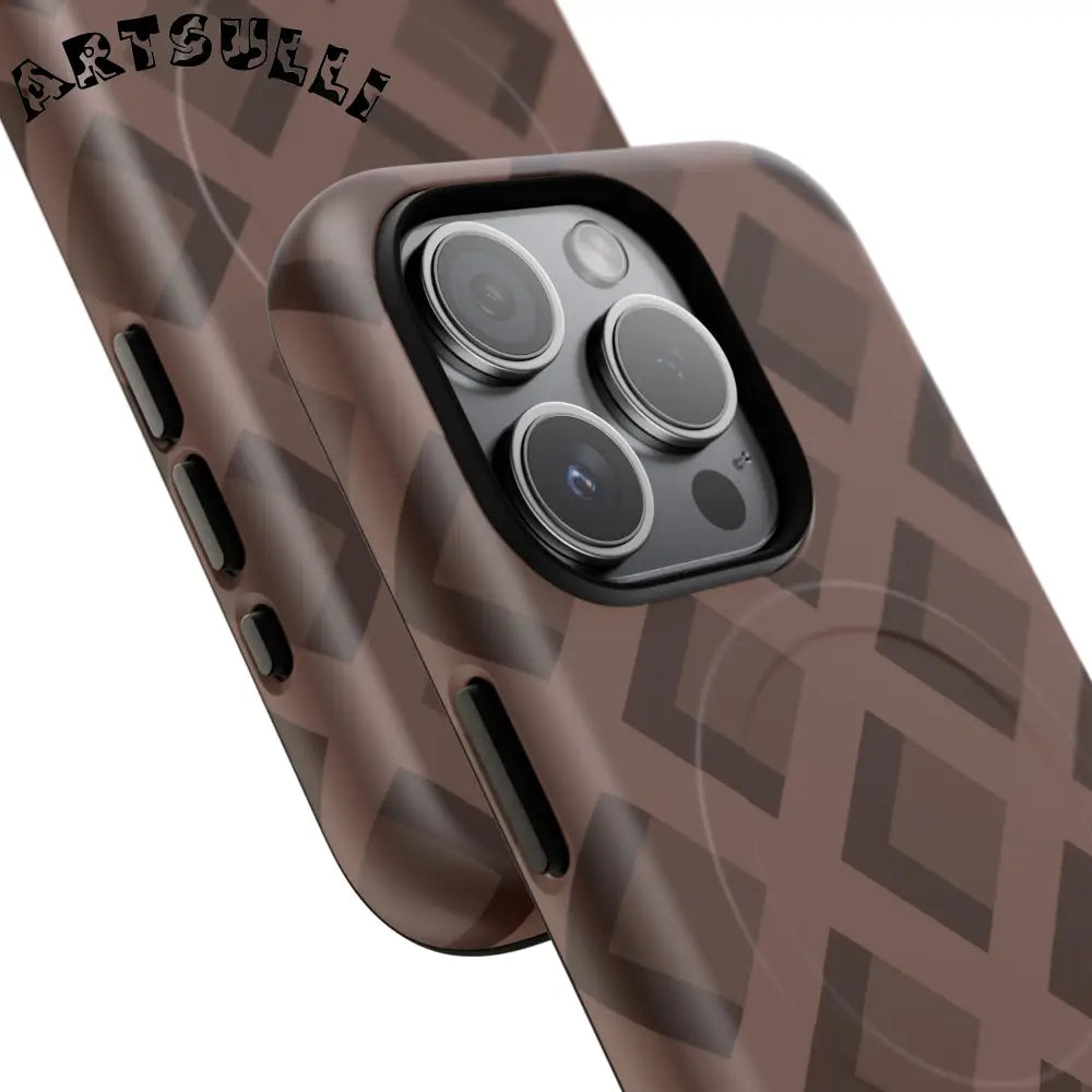 Brown Checkered MagSafe iPhone Case, Artsulli - Art is Long, Life is Short, Phone Case, , , , , , ,