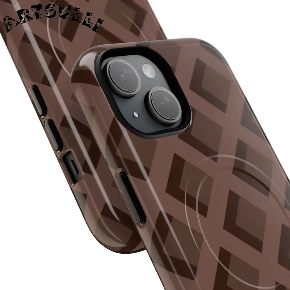 Brown Checkered MagSafe iPhone Case, Artsulli - Art is Long, Life is Short, Phone Case, , , , , , ,