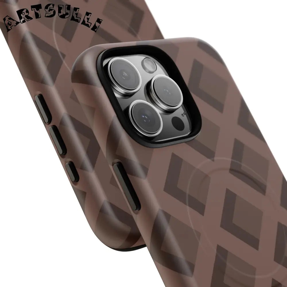 Brown Checkered MagSafe iPhone Case, Artsulli - Art is Long, Life is Short, Phone Case, , , , , , ,