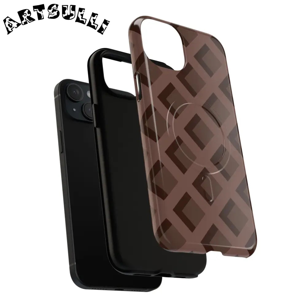 Brown Checkered MagSafe iPhone Case, Artsulli - Art is Long, Life is Short, Phone Case, , , , , , ,