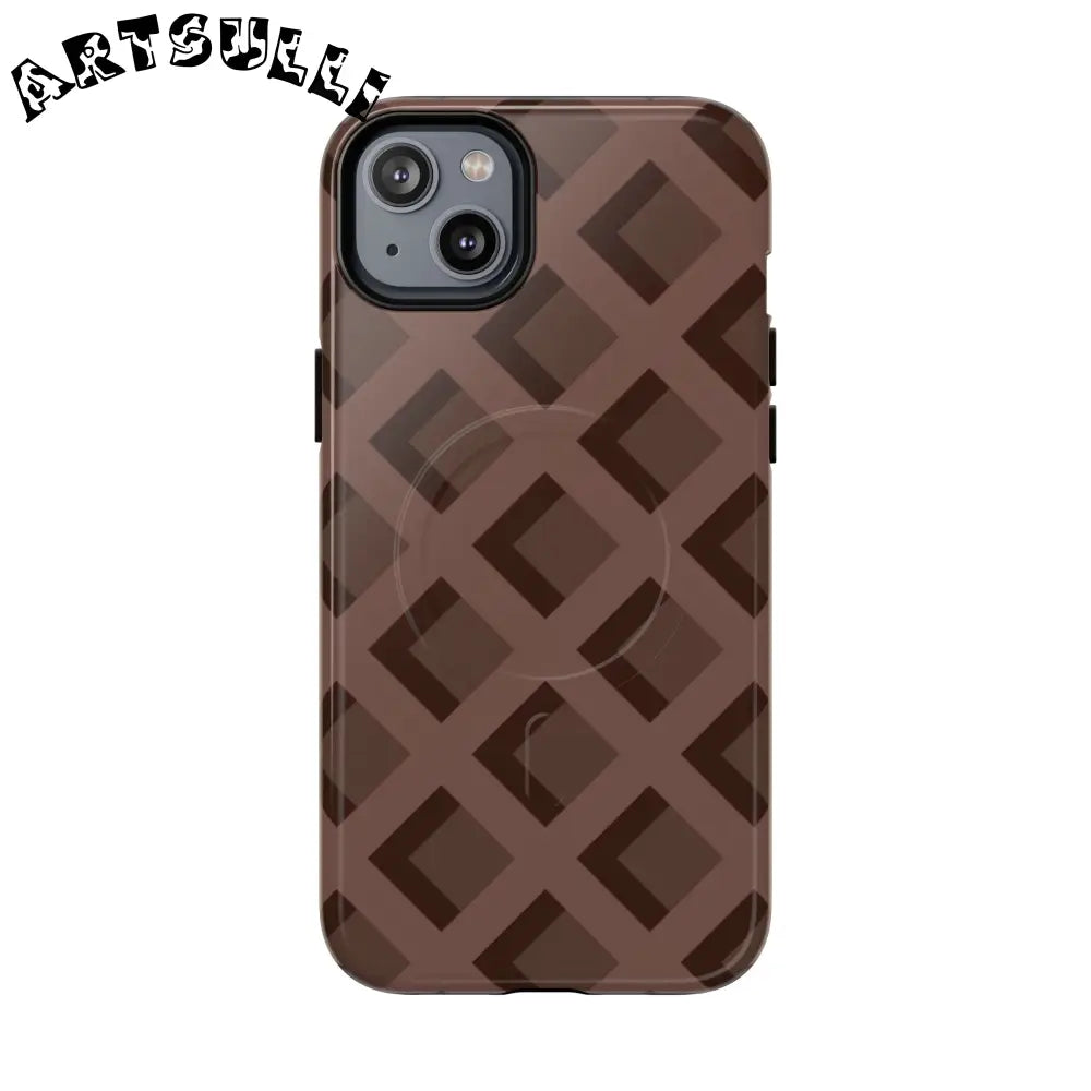 Brown Checkered MagSafe iPhone Case, Artsulli - Art is Long, Life is Short, Phone Case, Size, iPhone 14 Plus, Surface, Glossy, , , 11556139260690581658