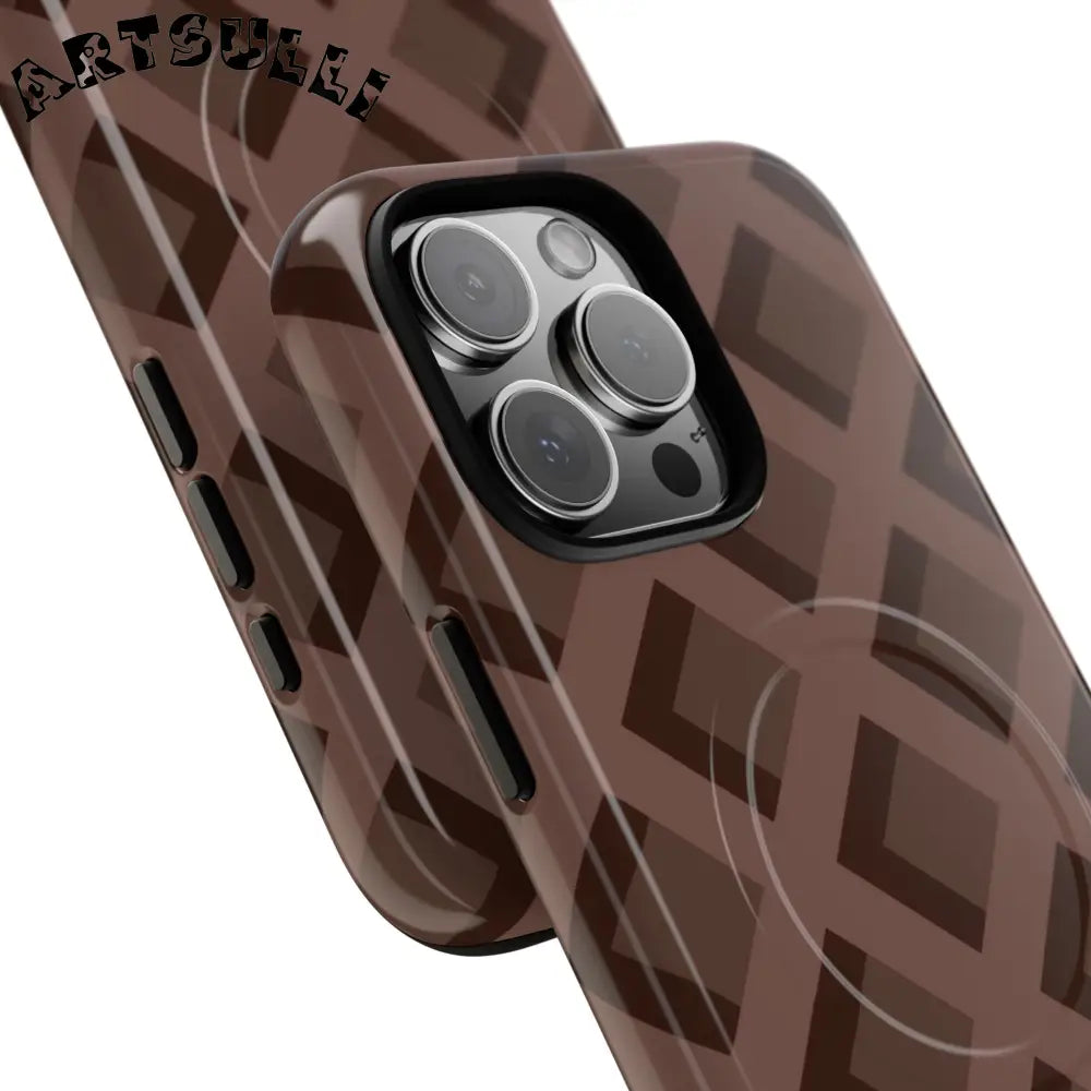 Brown Checkered MagSafe iPhone Case, Artsulli - Art is Long, Life is Short, Phone Case, , , , , , ,
