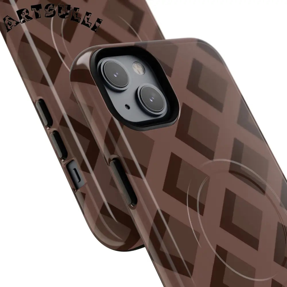 Brown Checkered MagSafe iPhone Case, Artsulli - Art is Long, Life is Short, Phone Case, , , , , , ,