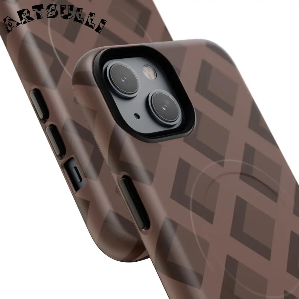 Brown Checkered MagSafe iPhone Case, Artsulli - Art is Long, Life is Short, Phone Case, , , , , , ,