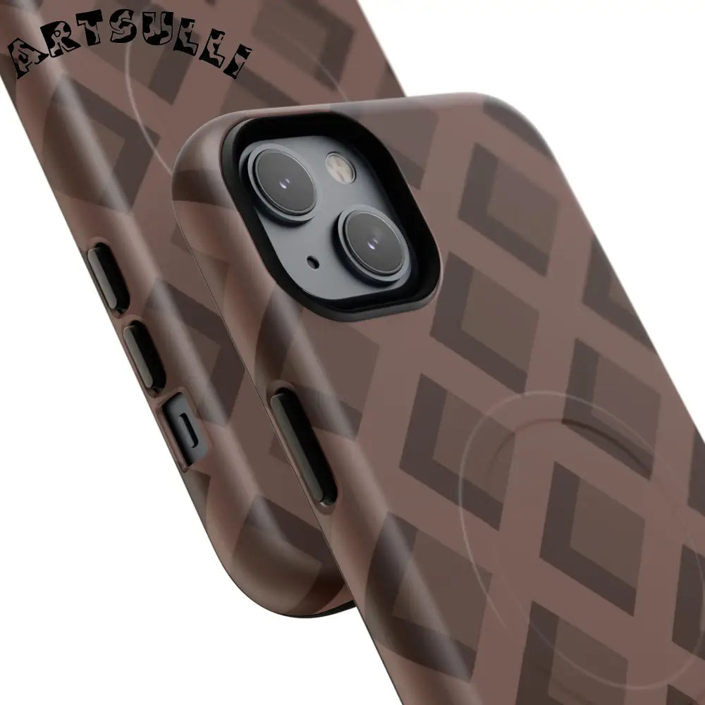 Brown Checkered MagSafe iPhone Case, Artsulli - Art is Long, Life is Short, Phone Case, , , , , , ,