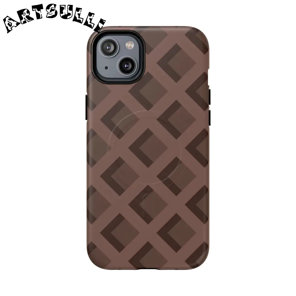 Brown Checkered MagSafe iPhone Case, Artsulli - Art is Long, Life is Short, Phone Case, Size, iPhone 14 Plus, Surface, Matte, , , 17478591032429421604