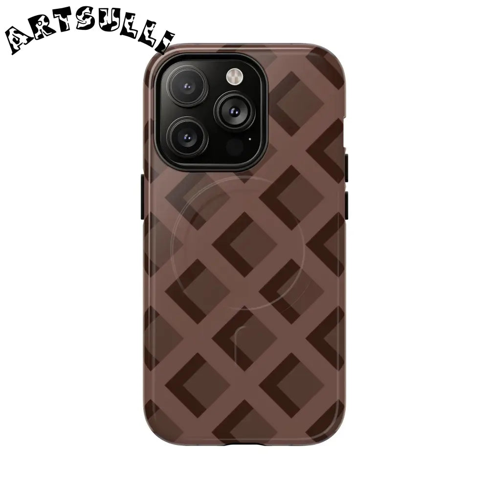 Brown Checkered MagSafe iPhone Case, Artsulli - Art is Long, Life is Short, Phone Case, Size, iPhone 14 Pro, Surface, Glossy, , , 88491406070282862589