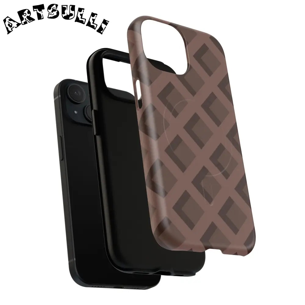 Brown Checkered MagSafe iPhone Case, Artsulli - Art is Long, Life is Short, Phone Case, , , , , , ,