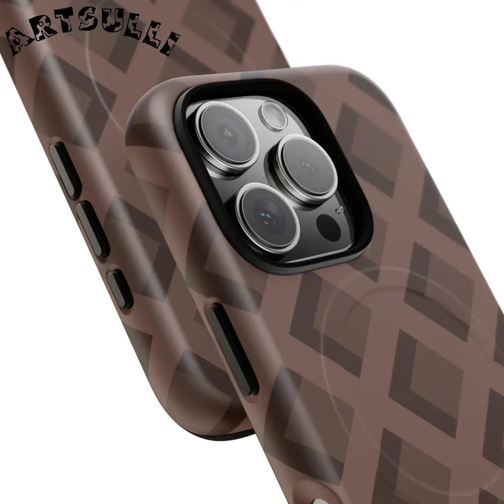 Brown Checkered MagSafe iPhone Case, Artsulli - Art is Long, Life is Short, Phone Case, , , , , , ,