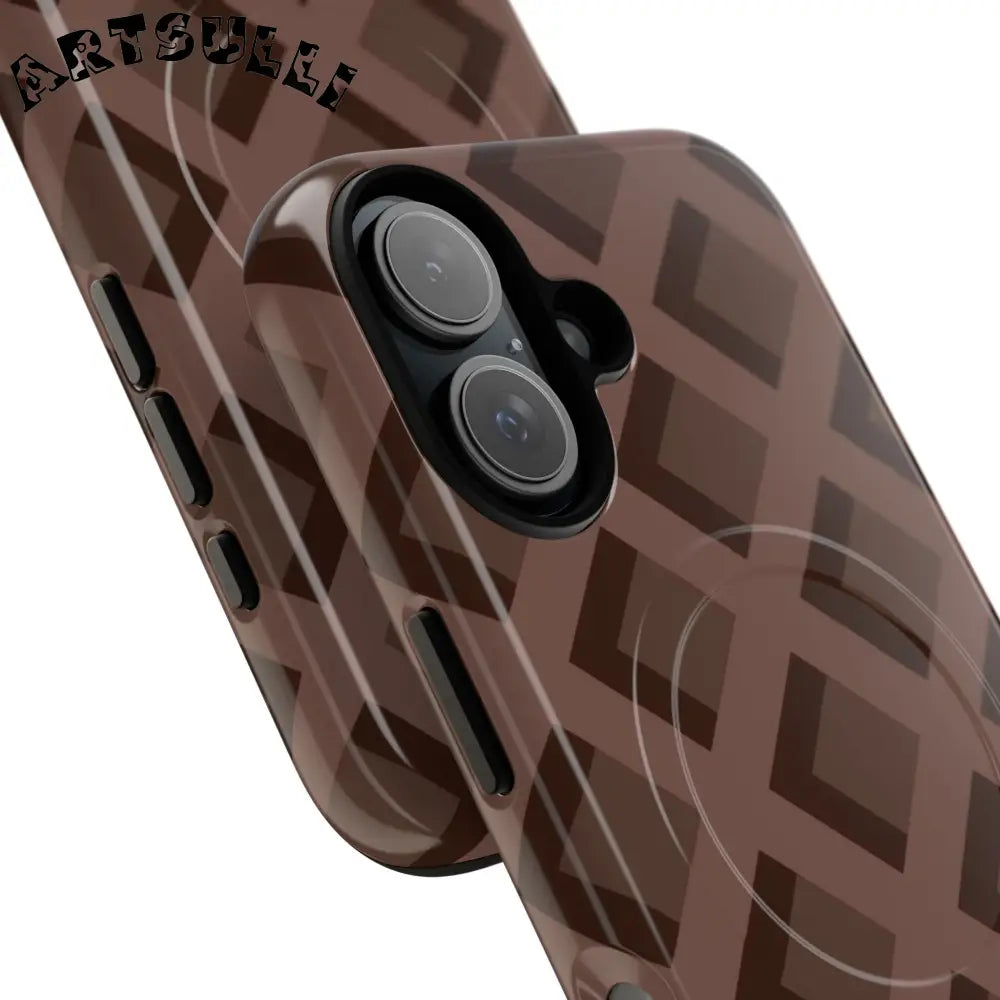 Brown Checkered MagSafe iPhone Case, Artsulli - Art is Long, Life is Short, Phone Case, , , , , , ,