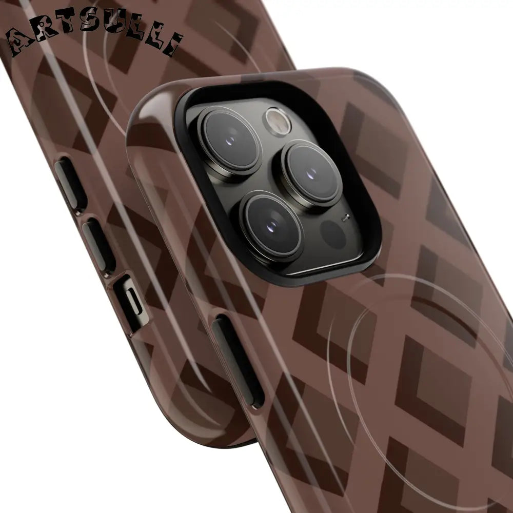 Brown Checkered MagSafe iPhone Case, Artsulli - Art is Long, Life is Short, Phone Case, , , , , , ,