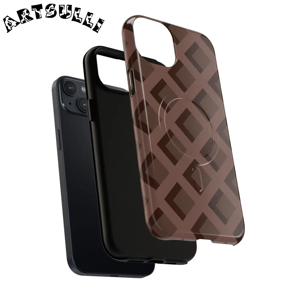 Brown Checkered MagSafe iPhone Case, Artsulli - Art is Long, Life is Short, Phone Case, , , , , , ,