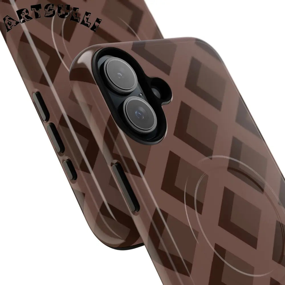 Brown Checkered MagSafe iPhone Case, Artsulli - Art is Long, Life is Short, Phone Case, , , , , , ,