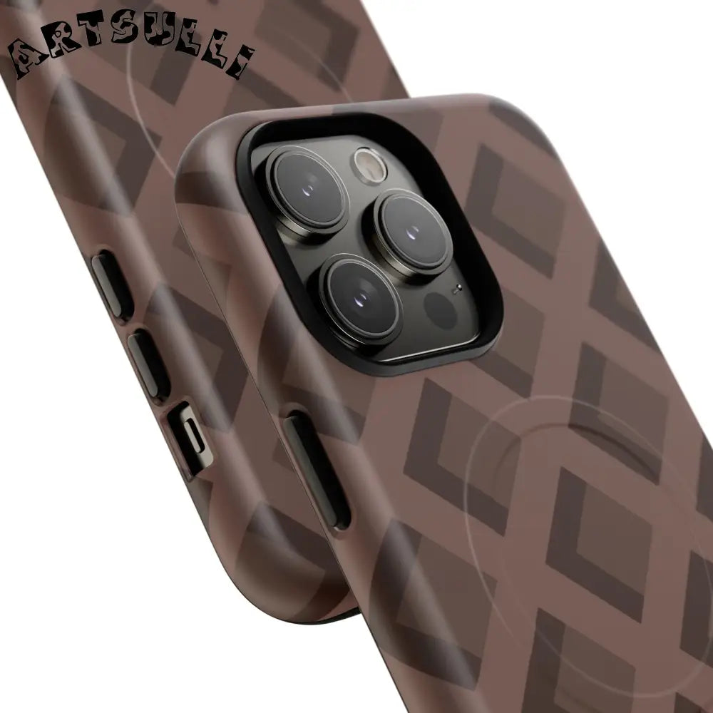 Brown Checkered MagSafe iPhone Case, Artsulli - Art is Long, Life is Short, Phone Case, , , , , , ,