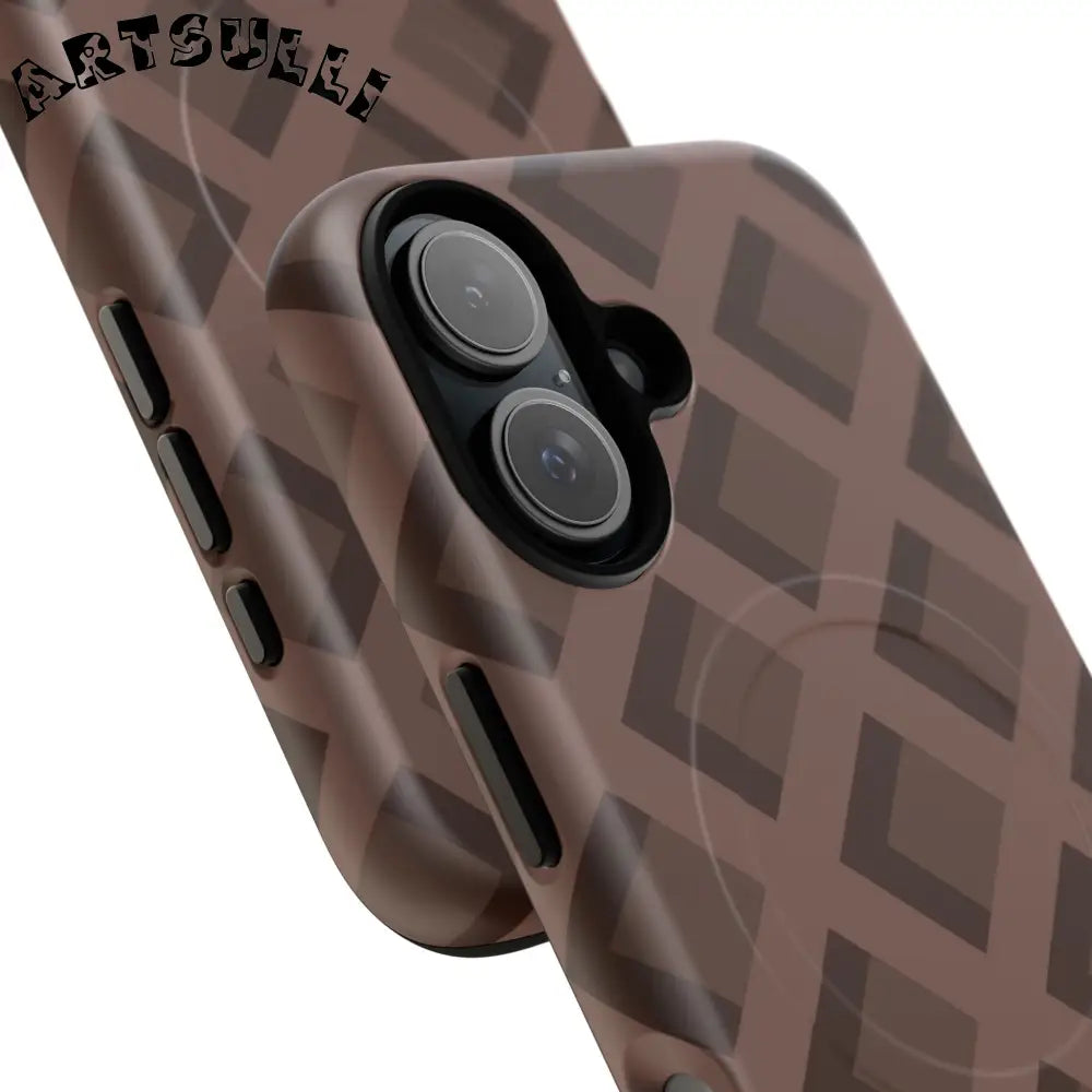 Brown Checkered MagSafe iPhone Case, Artsulli - Art is Long, Life is Short, Phone Case, , , , , , ,